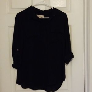 Black sheer button up top